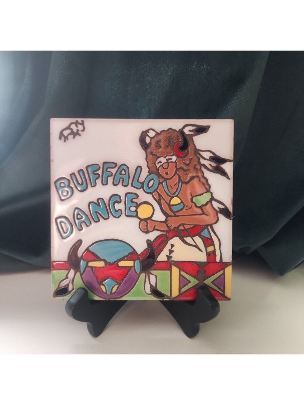 Buffalo Dancer Handcrafted Art Tile Trivet